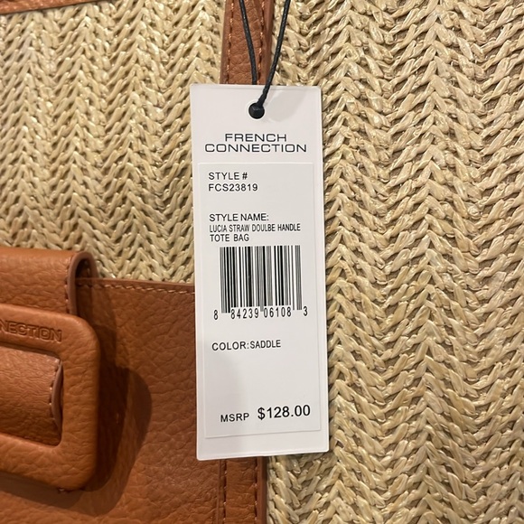 💛Rare Find💛 French Connection Lucia Straw Double Handle Tote Bag 👜 NWT - Picture 4 of 11